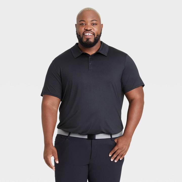 Men's Big & Tall Jersey Golf Polo Shirt - All In Motion Black
