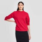 Women's Long Sleeve High Neck Ruffle Detail Sweatshirt - Who What Wear Red