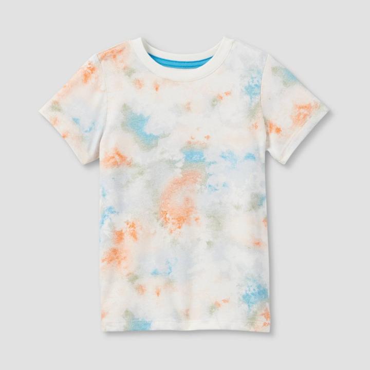 Toddler Boys' Tie-dye Short Sleeve Jersey Knit T-shirt - Cat & Jack Cream