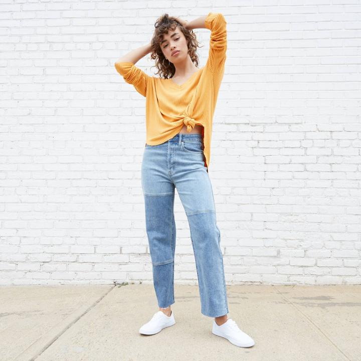 Women's Long Sleeve V-neck Cozy Ribbed T-shirt - Wild Fable Yellow