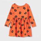 Toddler Girls' Halloween Cat Long Sleeve Knit Dress - Cat & Jack Orange