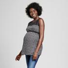 Ma Cherie Maternity Sleeveless Solid Yoke Print Black