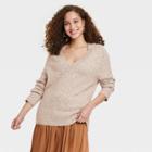 Women's V-neck Tunic Sweater - A New Day Brown