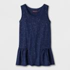 Girls' Sparkle Knit Peplum Tank Top - Cat & Jack Navy (blue)