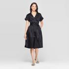 Women's Short Sleeve V-neck Wrap Dress - Who What Wear Black