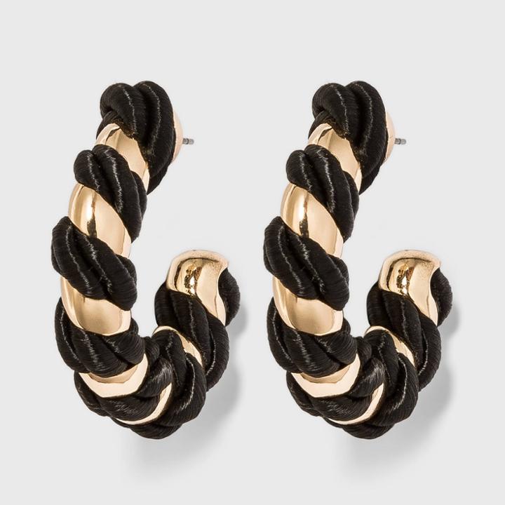 Sugarfix By Baublebar Two-tone Croissant Hoop Earrings - Black