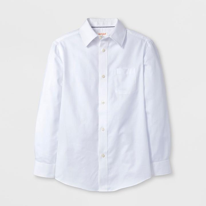 Boys' Long Sleeve Button-down Shirt - Cat & Jack White M, Boy's,