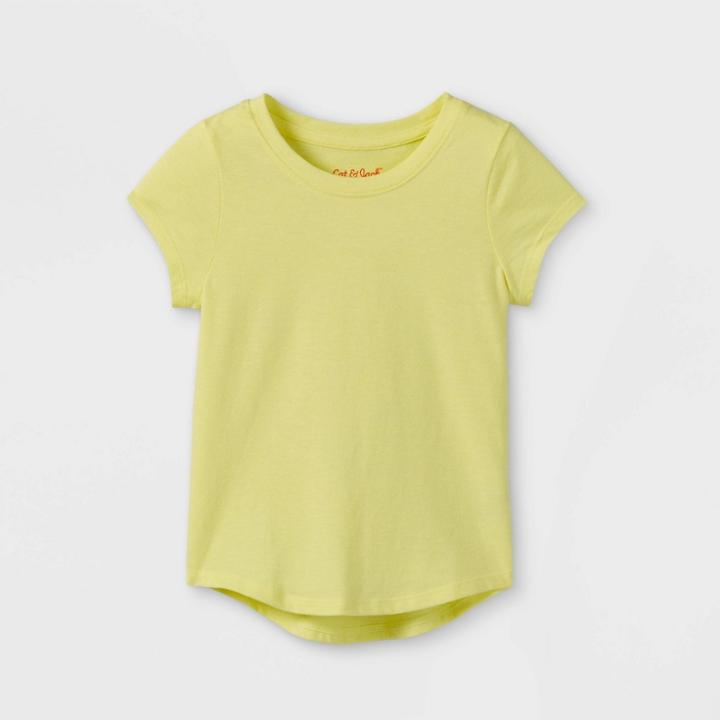 Toddler Girls' Solid Knit Short Sleeve T-shirt - Cat & Jack Bright Yellow