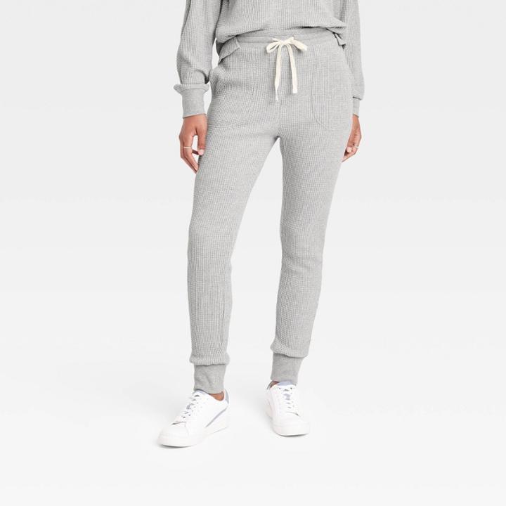 Women's Waffle Knit Jogger Pants - Universal Thread Heather Gray
