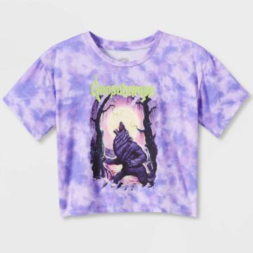Girls' Goosebumps Halloween Cropped Graphic T-shirt - Purple