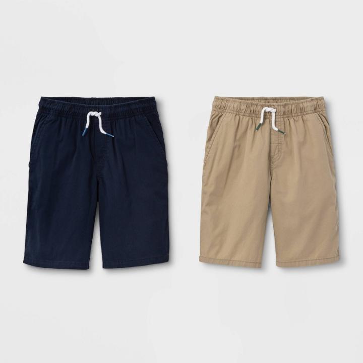 Boys' Pull-on Woven Shorts - Cat & Jack Light Khaki/navy Xs, Boy's, Beige