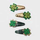 No Brand Glitter And Plaid Snap Clip Set 4pc - Assorted Greens