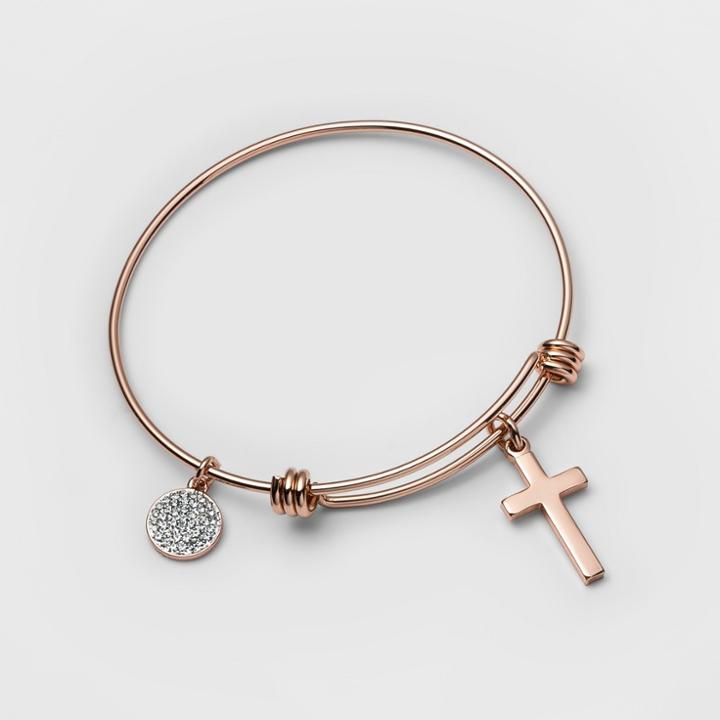 Target Stainless Steel Faith Hope Love Bangle Bracelet (8) - Rose Gold, Girl's, Pink