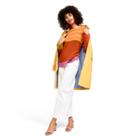 Women's Colorblock Long Sleeve Crewneck Pullover Sweater Orange/pink - Isaac Mizrahi For Target Xl, Women's, Orange Pink