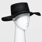 Women's Open Weave Jute Boater Hat - Universal Thread - Black