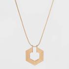 Textured Hexagon Pendant Necklace - Universal Thread Worn Gold, Women's