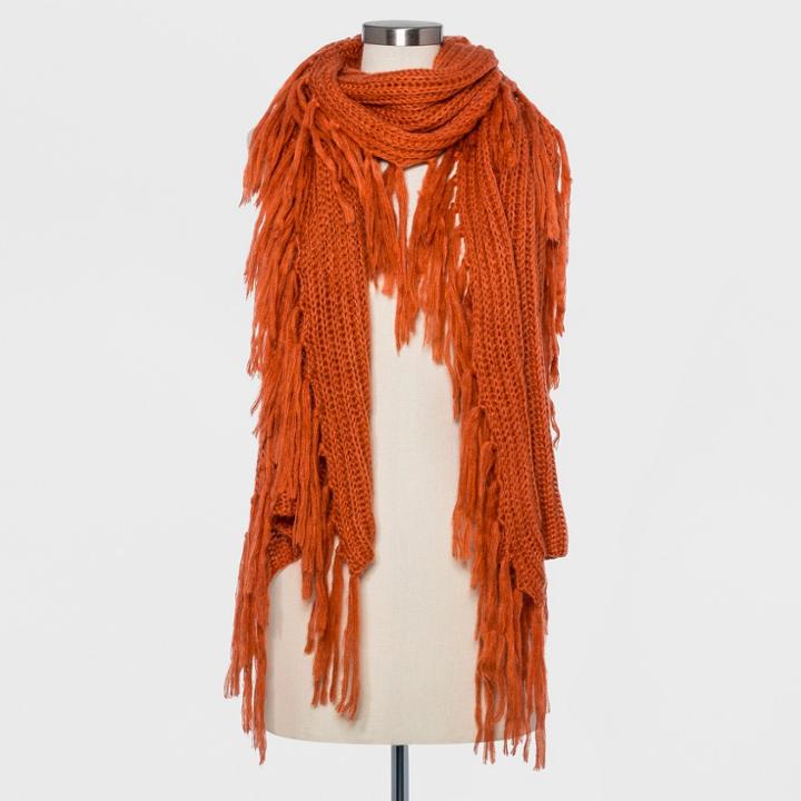 Women's Knit Scarf With Fringe - A New Day Crisp Nutmeg