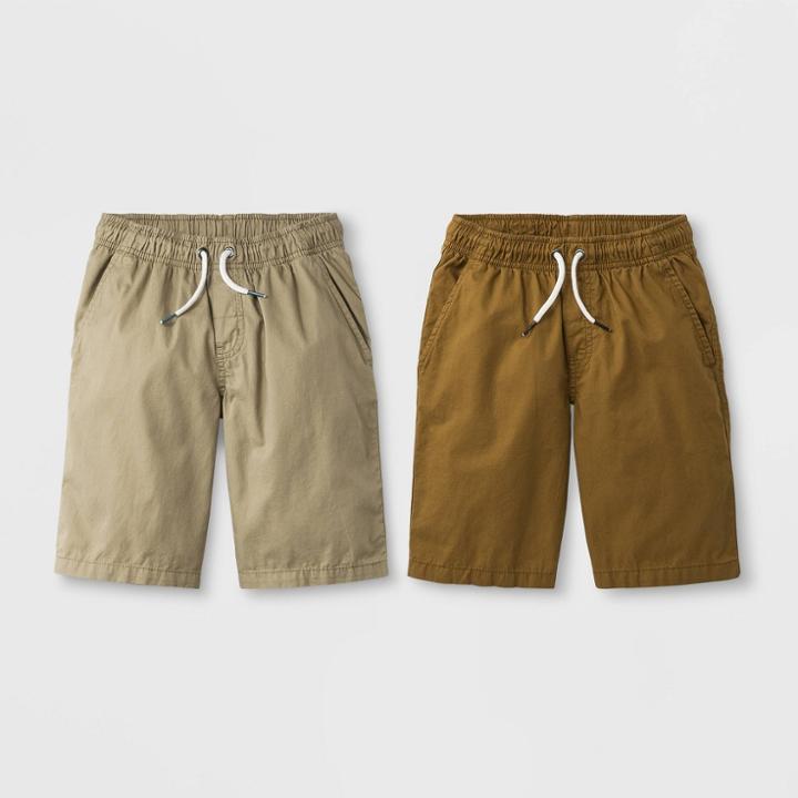 Boys' 2pk Woven Chino Pull-on Shorts - Cat & Jack Brown/khaki