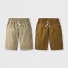 Boys' 2pk Woven Chino Pull-on Shorts - Cat & Jack Brown/khaki