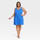 Women's Plus Size Sleeveless Babydoll Dress - Ava & Viv Blue