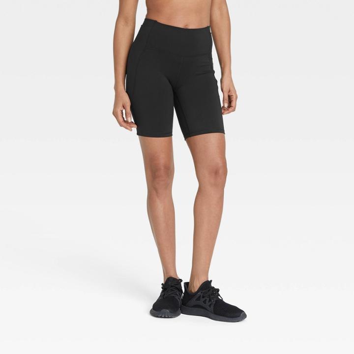 Women's Brushed Sculpt Curvy Bike Shorts - All In Motion Black