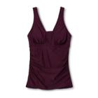Women's Post-mastectomy Shirred V-neck Tankini Top - Kona Sol Burgundy