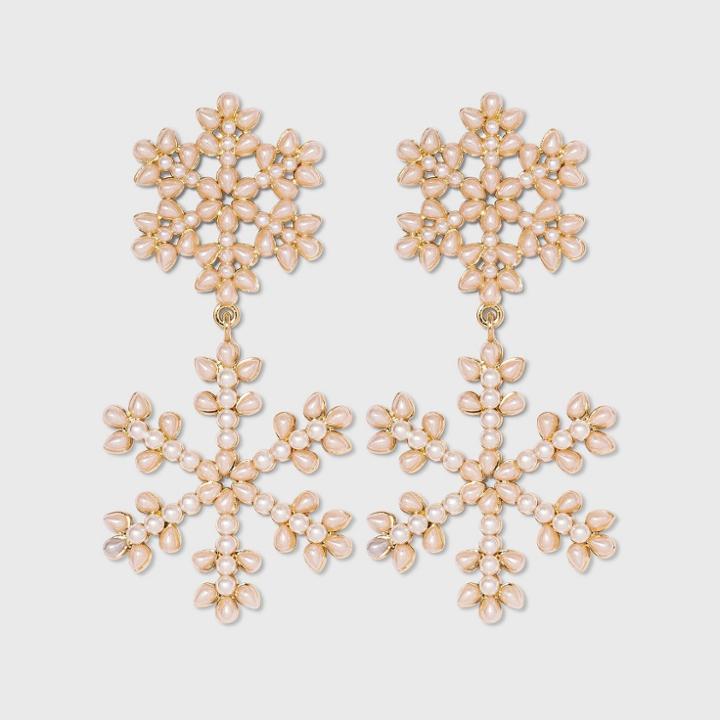 Sugarfix By Baublebar Snowflake Drop Earrings - Pearl, White