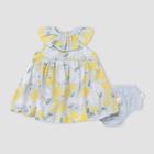 Burt's Bees Baby Girls' Hydrangea Bubble Dress & Diaper Cover Set - Sky Blue Newborn