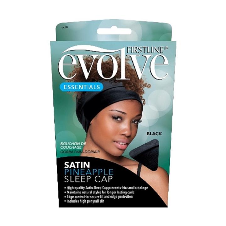 Evolve Products Evolve Satin Pineapple Sleep Cap - Black