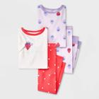 Toddler Girls' 4pc Strawberry Dots Tight Fit Pajama Set - Cat & Jack Purple