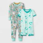 Baby Boys' 2pk Tropical Pirate Ship Union Suit - Cat & Jack Aqua