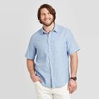Men's Tall Standard Fit Short Sleeve Linen Shirt - Goodfellow & Co Blue