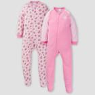 Gerber Toddler Girls' Leopard Blanket Sleeper Footed Pajama - Pink