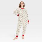 Women's Plus Size Holiday Joyful Print Matching Family Pajama Set - Wondershop Cream
