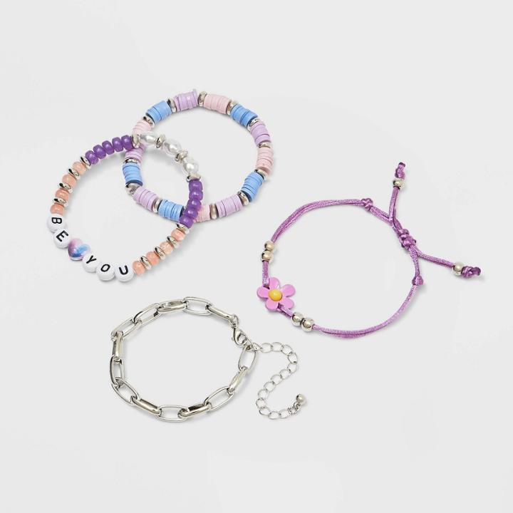 Girls' 4pk 'be You' Bracelet Set - Art Class Purple