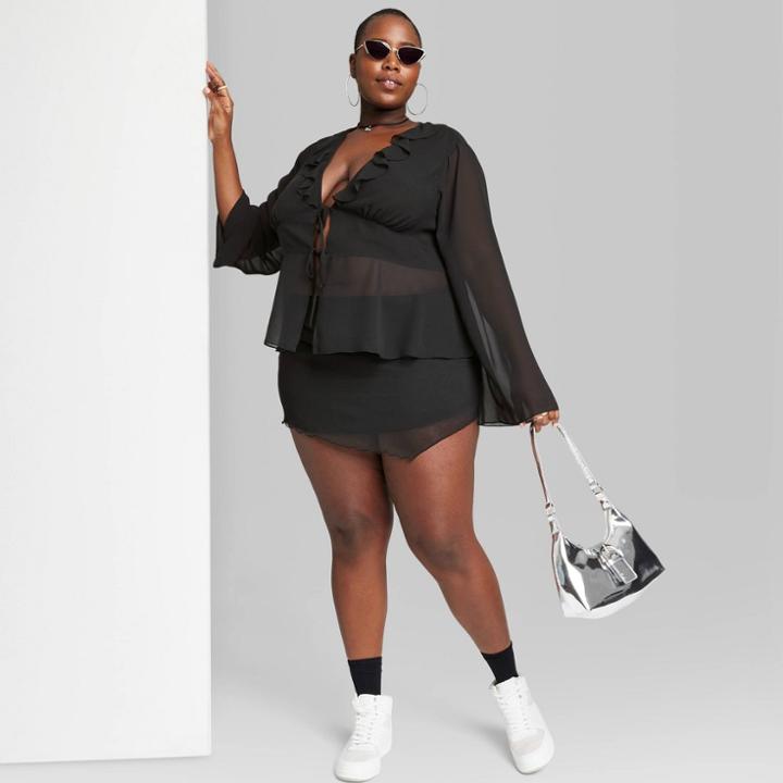 Women's Plus Size Mesh Mini Skirt - Wild Fable Black