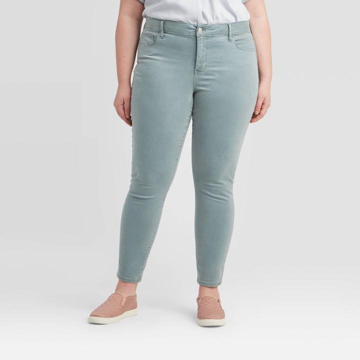 Women's Plus Size Mid-rise Skinny Jeans - Ava & Viv Green