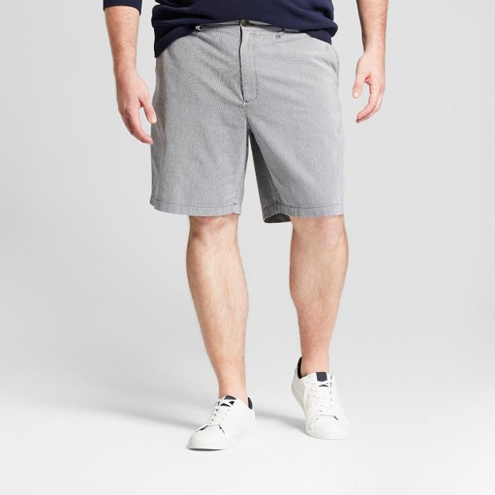 Men's Big & Tall 9 Striped Linden Flat Front Chino Shorts - Goodfellow & Co Blue 50, Williamsburg Navy
