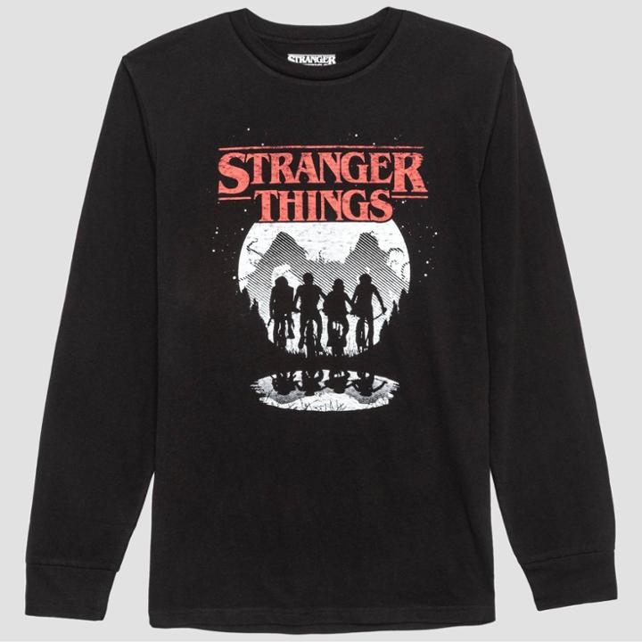 Men's Stranger Things Long Sleeve Graphic T-shirt - Black S, Men's,