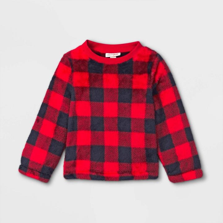 Toddler Girls' Sherpa Pullover Sweatshirt - Cat & Jack Red