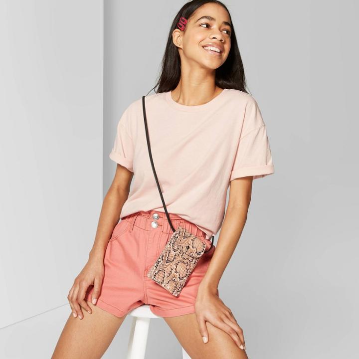 Women's Oversized Short Sleeve Crewneck Boxy T-shirt - Wild Fable Peach
