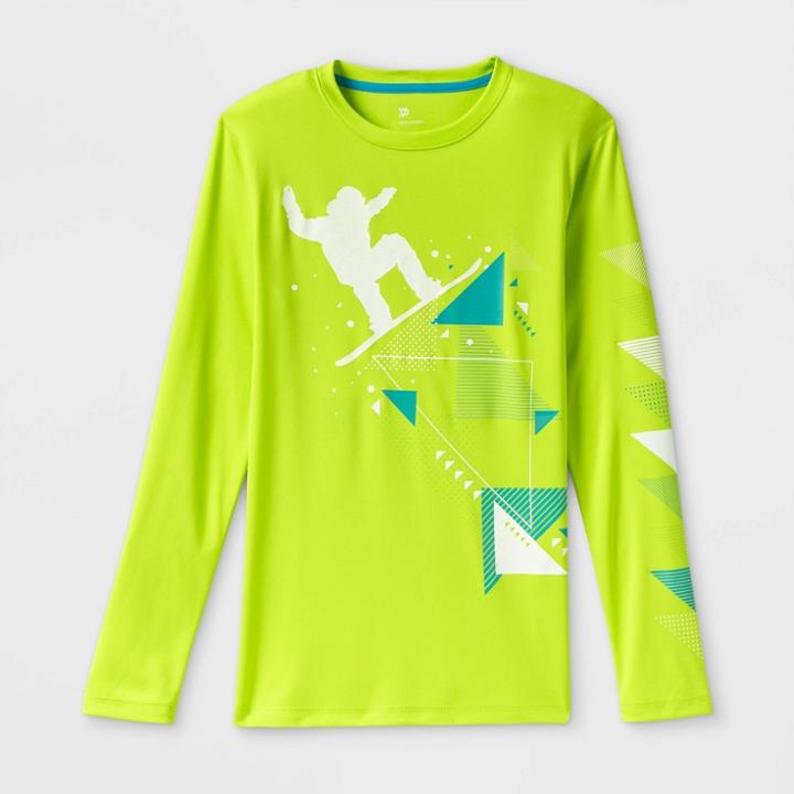 Boys' Long Sleeve Snowboard Graphic T-shirt - All In Motion Green