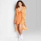 Women's Ruffle Duster Jacket - Wild Fable Orange Floral Xxs