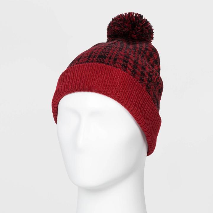 Men's Plaid Beanie - Original Use Red
