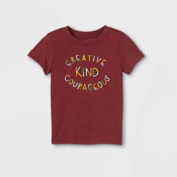 Toddler 'creative, Kind, Courageous' Graphic Short Sleeve T-shirt - Cat & Jack Maroon