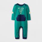 Baby Boys' Long Sleeve Romper With Kangaroo Pocket - Cat & Jack Green 0-3m, Boy's, Blue