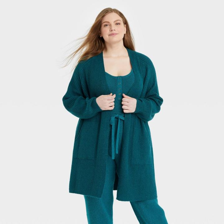 Women's Plus Size Duster Cardigan - Universal Thread Teal