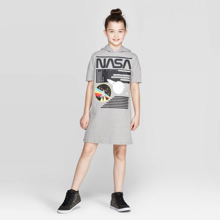 Girls' Nasa Hooded Dress - Gray