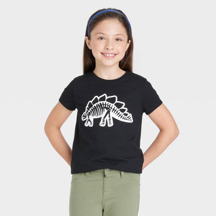 Girls' Halloween Short Sleeve T-shirt - Cat & Jack Black