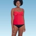 Women's Slimming Control Draped Bandeau Tankini Top - Dreamsuit By Miracle Brands Red